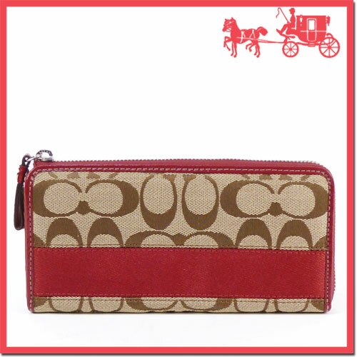 【送料無料】【COACH コーチ】サイフ 長財布 シグネチャーストライプ ジップ アラウンド F45800_SKHRD(カーキ×レッド) 【送料無料】【COACH コーチ】サイフ 長財布 シグネチャーストライプ ジップ アラウンド F45800_SKHRD(カーキ×レッド)