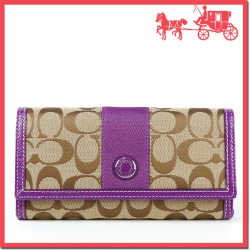 【送料無料】【COACH コーチ】サイフ 長財布 シグネチャーストライプ チェックブック ウォレット F47852_SKHPX(カーキ×パープル) 【送料無料】【COACH コーチ】サイフ 長財布 シグネチャーストライプ チェックブック ウォレット F47852_SKHPX(カーキ×パープル)